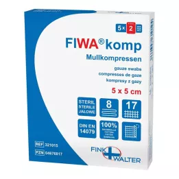 MULLKOMPRESSEN 5x5 cm steril 8-veis, 5X2 stk