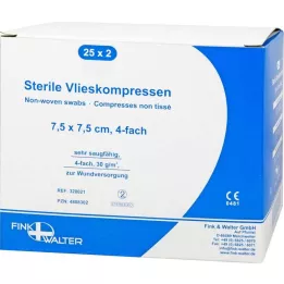 VLIESKOMPRESSEN 7,5x7,5 cm steril 4-lags, 25X2 stk
