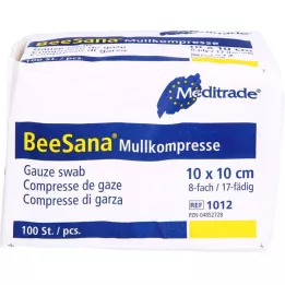 MULLKOMPRESSEN 10x10 cm usteril 8-lags, 100 stk