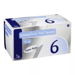 NOVOFINE 6 mm kanyler 32 G spiss etw, 100 stk