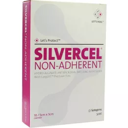 SILVERCEL non Adherent kompresser 5x5 cm, 10 stk