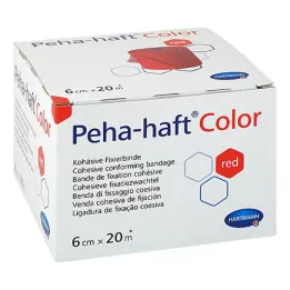 PEHA-HAFT Color Fixing Bandage 6 cmx20 m rød, 1 stk