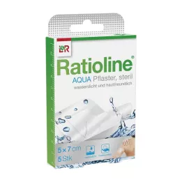 RATIOLINE aqua dusjgips Plus 5x7 cm steril, 5 stk