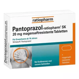 PANTOPRAZOL-ratiopharm SK 20 mg gastro-resistente tabletter, 7 stk