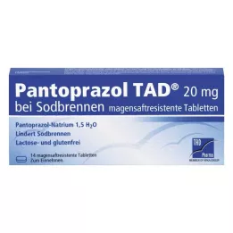 PANTOPRAZOL TAD 20 mg for halsbrann. gastro-resistente tabletter, 14 stk