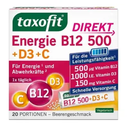 Taxofit Energy B12 500 + D3 + C Direct Granulat, 20 stk