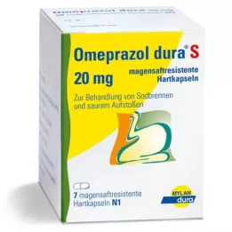 OMEPRAZOL dura S 20 mg gastroresistente harde kapsler, 7 stk