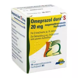 OMEPRAZOL dura S 20 mg gastroresistente harde kapsler, 14 stk