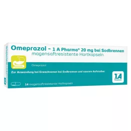OMEPRAZOL-1A Pharma 20 mg mot halsbrann HKM, 14 stk