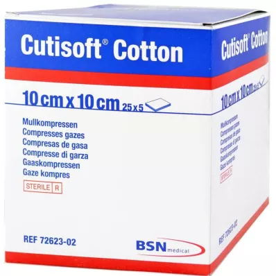 CUTISOFT Bomull komprimert 10x10 cm 8-lags, 25X5 stk CUTISOFT Bomull komprimert 10x10 cm 8-lags, 25X5 stk