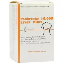 PANKREATIN 10.000 Laves Micro Gastric Saftr.harps., 50 stk