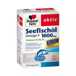 DOPPELHERZ Sjøfiskolje Omega-3 1000 mg+Fols.Caps., 120 stk