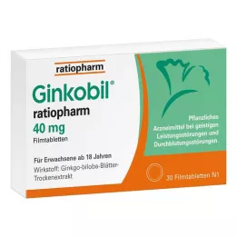 GINKOBIL-ratiopharm 40 mg filmdrasjerte tabletter, 30 stk
