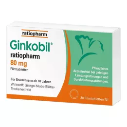 GINKOBIL-ratiopharm 80 mg filmdrasjerte tabletter, 30 stk