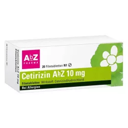 CETIRIZIN AbZ 10 mg filmdrasjerte tabletter, 20 stk