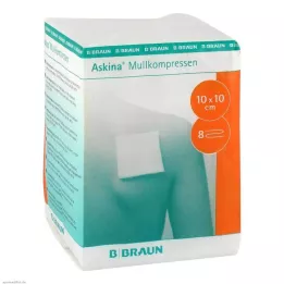 ASKINA Gaze komprimerer 10x10 cm usterile 8-lags, 100 stk