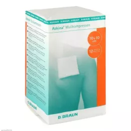 ASKINA Gaze komprimerer 10x10 cm usterile 12-lags, 100 stk