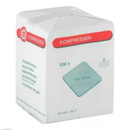 MULLKOMPRESSEN 10x10 cm usteril 8-lags, 100 stk