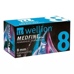 WELLION MEDFINE pluss pennåler 8 mm, 100 stk