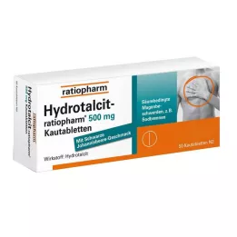 HYDROTALCIT-Ratiopharm 500 mg tyggetabletter, 50 timer