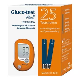 GLUCO TEST Pluss blodsukkerprøvestrimler, 25 stk