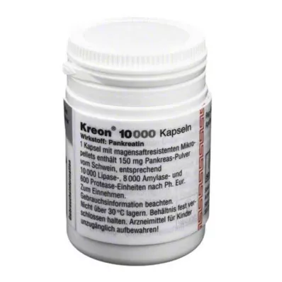 KREON 10 000 harde kapsler med magesaftbelagte pellets, 100 stk KREON 10 000 harde kapsler med magesaftbelagte pellets, 100 stk