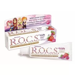 ROCS barn bringebær + jordbær tannkrem, 45 g