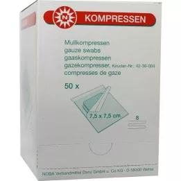 MULLKOMPRESSEN 7,5x7,5 cm steril 8-veis, 50X2 stk