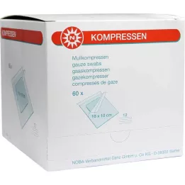 MULLKOMPRESSEN 10x10 cm steril 12-veis, 60 stk