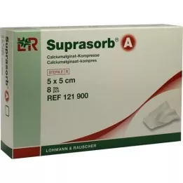 SUPRASORB En kalsiumalginat comm.5x5 cm, 8 stk