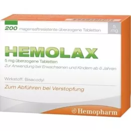 HEMOLAX 5 mg magesaftmotstand. Overskytende tabletter, 200 stk
