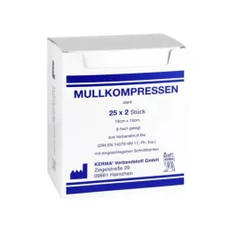 MULLKOMPRESSEN 10x10 cm steril 8-ganger BW, 25X2 stk