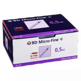 BD MICRO-FINE+ Insulinsprøyte 0,5 ml U100 8 mm, 100X0,5 ml