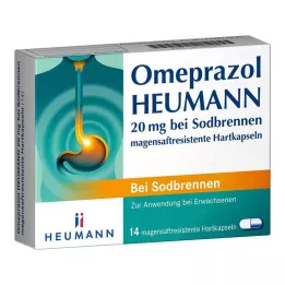 OMEPRAZOL Heumann 20 mg b.Sodbr.magesyrebestandige harde kapsler, 14 stk