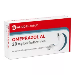 OMEPRAZOL AL 20 mg b.Sodbr.magesyretabletter, 14 stk