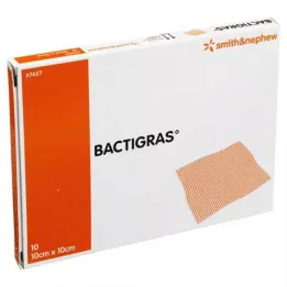 BACTIGRAS antiseptisk parafingasbind 10x10 cm, 10 stk