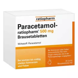 PARACETAMOL-ratiopharm 500 mg brusetabletter, 20 stk