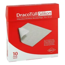 Dracotull Sil.10x10 cm silikonbestandig sårkontrollpute, 10 stk