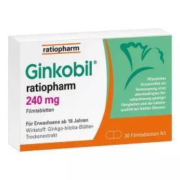 GINKOBIL-ratiopharm 240 mg filmdrasjerte tabletter, 30 stk