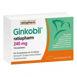 GINKOBIL-ratiopharm 240 mg filmdrasjerte tabletter, 60 stk