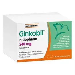 GINKOBIL-ratiopharm 240 mg filmdrasjerte tabletter, 120 stk
