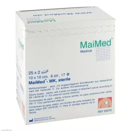 MULLKOMPRESSEN 10x10 cm steril 8-veis, 25X2 stk