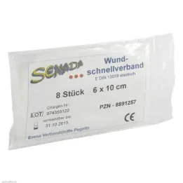 Senada hurtig sårbandasje 6x10 cm, 8 stk