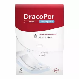 DRACOPOR vanntett sårbandasje 8x15 cm steril, 5 stk