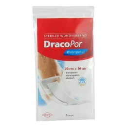 DRACOPOR vanntett sårbandasje 10x20 cm steril, 5 stk