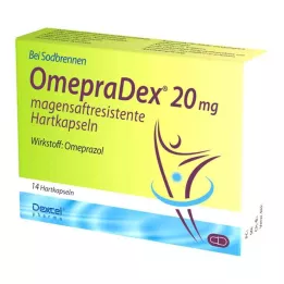 OMEPRADEX 20 mg gastroresistente harde kapsler, 14 stk