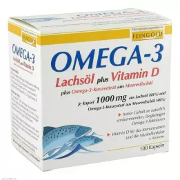 OMEGA-3 LACHSÖL pluss Vit.D pluss Omega-3 kons. kapsler, 100 stk