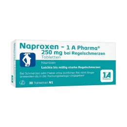 NAPROXEN-1A Pharma 250 mg B. Regel Pain Table., 30 stk