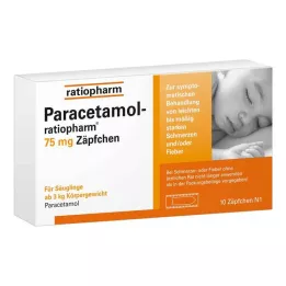 PARACETAMOL-ratiopharm 75 mg stikkpiller, 10 stk