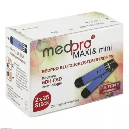 MEDPRO Maxi &amp; mini blodsukkerprøvestrimler, 2X25 stk